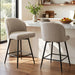 Counter Height Bar Stools Set of 2, 360° Swivel Upholstered Barstools with Backs and Metal Legs, 26" H Seat Height, Linen Fabric in Redish Sand