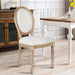 Dining Chairs Set of 2 Beige Fabric Square Back with Solid Wood Legs and Frame for French Country Kitchen Dining Room