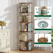 5Tier Rotating Bookshelf, 360 ° Display Stackable Spinning Bookshelf Tower,Round Space Saving Tall Floor Standing Swivel Bookcase Corner Storage Organizer for Bedroom/Living Room/Office，Gold