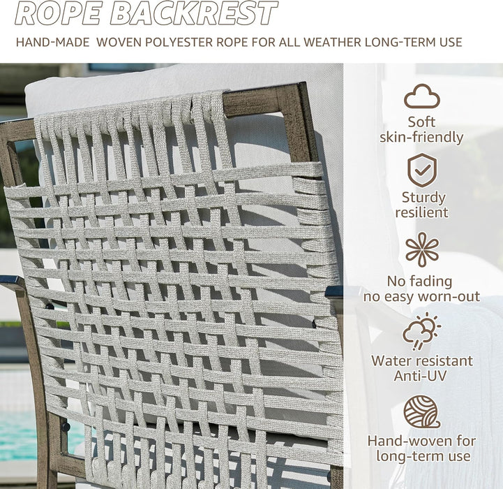 4 Piece Rope Back Patio Furniture Set, 2 Swivel Rockers
