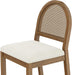 Bailey 19 In. Boucle Dining Chair, Upholstered Side Chair with Natural Woven Rattan Back and Solid Wood Legs, Light Brown