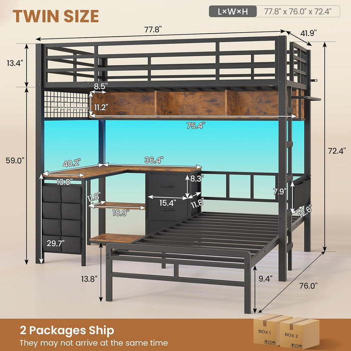Black Twin Over Twin Bunk Bed SpaceSavingStorageSolution