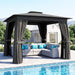 10' X 10' Outdoor Patio Gazebo, Heavy Duty Gazebo Canopy Shelter with Double Roof, Curtains, Netting, Steel Frame, UPF30+ Protection, Ceiling Hook for Lawn, Backyard, Deck, Dark Gray