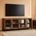 63 Inch TV Stand with Glass Doors for 32-70 Inch Tvs, Modern Entertainment Center TV Console with Adjustable Shelves for Living Room, Bedroom, Brown
