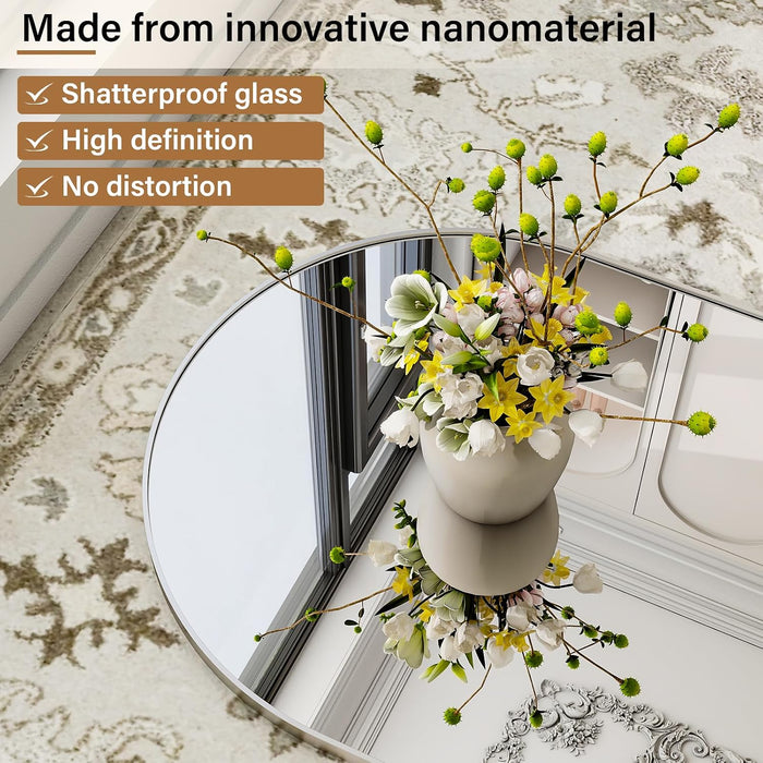 Arched Full Length Mirror 71"X26" Leaning Hanging Decor Silver