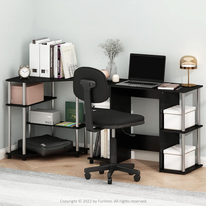 Jaya Computer Study Desk, Americano/Stainless Steel