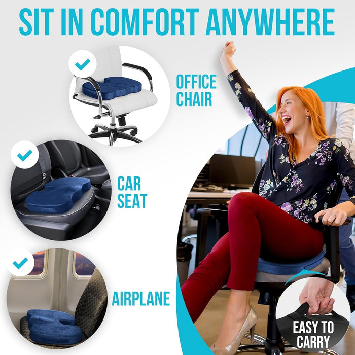 Seat Cushion and Lumbar Support for Office Chair, Desk Chair Cushion, Memory Foam Office Chair Cushion, Non Slip Sitting and Back Pillow for Gaming, Car Seat Cushion, Chair Pad, XL