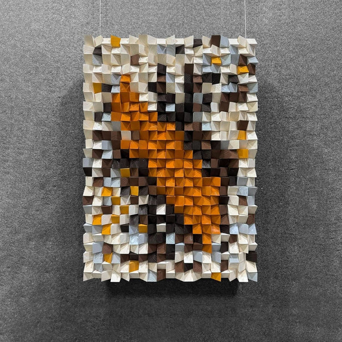 Orange and White​​ Mosaic Wall Art Wood Wall Art Wooden Wall Decor Large Wall Decor Creative Wood Block Decorative Painting for Office Living Room 27.6" X 39.4"