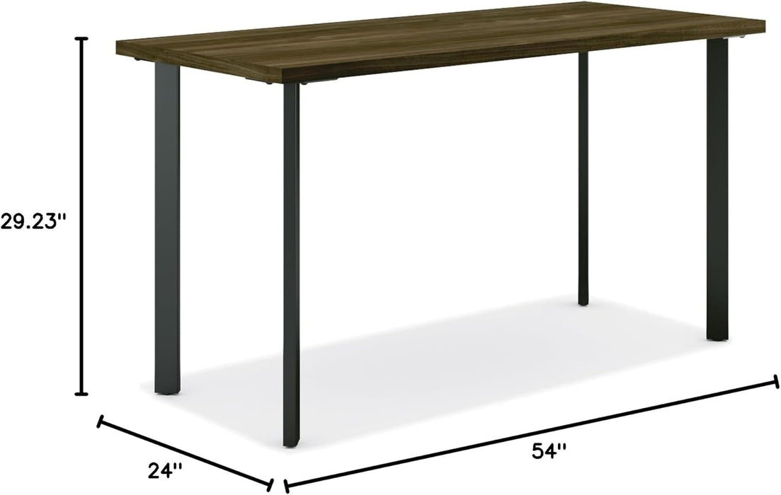 Coze Home Office Desks, Sturdy Table Computer Desk, 54", Walnut Top, Black Base