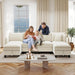 112-Inch Modular U-Shaped Sectional Beige Sofa Ottomans