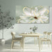 Flower Wall Decor White Blossom Plant Gold Line Canvas Painting Modern Hand Painted Wall Art for Living Room Bedroom Office 29X58 Inch