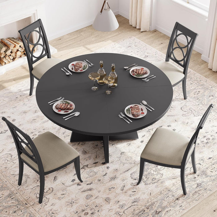 47 Inch Round Dining Table Black IndustrialGradeMetal