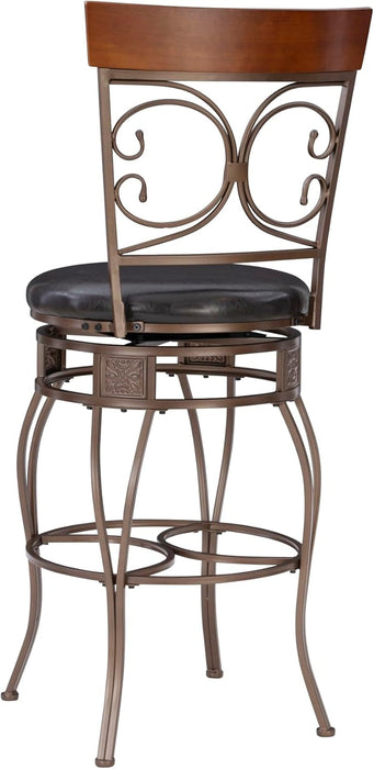 Company Back Scroll  Big and Tall Barstool, Bar Height, Dark Bronze/Brown
