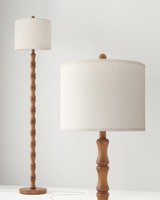 Rustic Floor Lamp 62Inch Walnut LinenTextured Shade