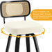 Swivel Counter Height Bar Stools Set of 4, Upholstered Faux Leather Barstools with Rattan Back, 26" Seat Height Bar Chairs Island Stools for Kitchen Counter, Black Wood Frame, Cream White