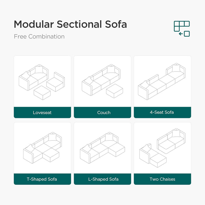 Luxury L-Shaped Upholstery Convertible Modular Sectional Sofa, Contemporary Reversible Couch with Chaise Lounge for Living Room, Apartment, Linen-Like Cream