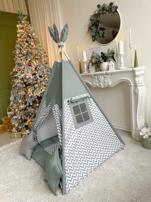 Kids Birthday Gift , Teepee Tent with Mat , Kids Teepee Tent for Girls or Boys , Protable Kids Playhouse Tent , Special Gift for Kid