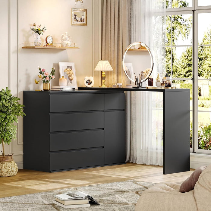 Black Dresser, Dresser for Bedroom, Wide Chest of Drawers