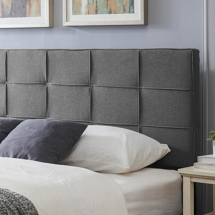 King Size Upholstered Headboard with Tufted Waffle Stitching Design, Adjustable Height, Modern Style, Perfect for Bedroom (Charcoal Grey)