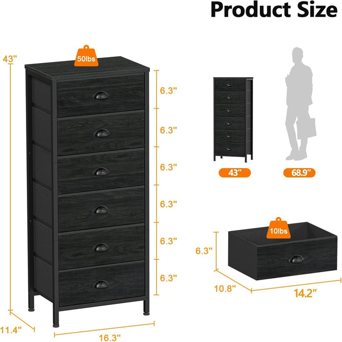 Tall Dresser With 6 Drawers Black Vertical Nightstand Tall Dresser With 6 Drawers Black Vertical Nightstand