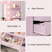 61" Make up Vanity Desk with Mirror and Lights, Pink Vanity with 8 Wide Storage Drawers & 2 Tier Shelves, 3 Lighting Modes with Adjustable Brightness for Bedroom