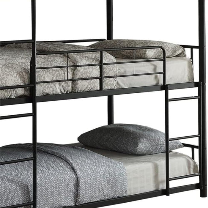 Cairo Metal Frame Full Triple Bunk Bed in Sandy Black