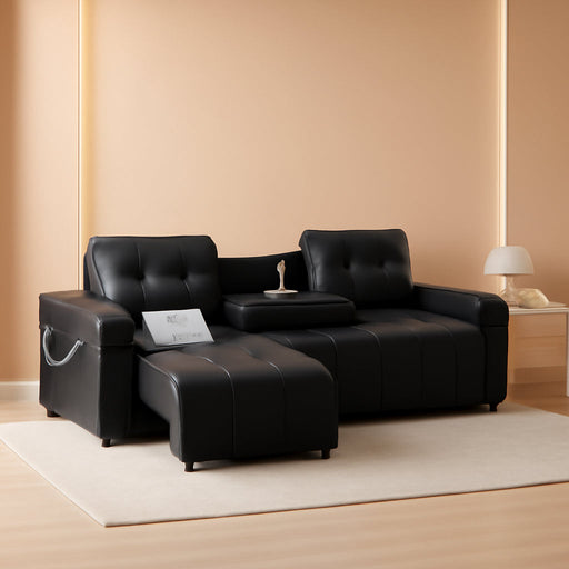 Electric Reclining Sectional Couch, Power Recliner Sofa W/Usb & Type-C Charging Ports and Cup Holders, Leather Reclining Sofa for Living Room, Home Theater