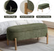 Storage Bench Ottoman, Upholstered Corduroy Storage Bench for Bedroom End of Bed, Modern Aesthetic Furniture, Large Oval Ottoman Bench for Foot of Bed, Living Room, Entryway, under Window (Green)