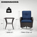 Outdoor Swivel Rocker Chairs, 3 Piece Wicker Patio Set with Thick Cushion and Side Table, Rattan Patio Swivel Rocking Chairs for Porch, Deck Use (Brown/Blue, 3 PCS)