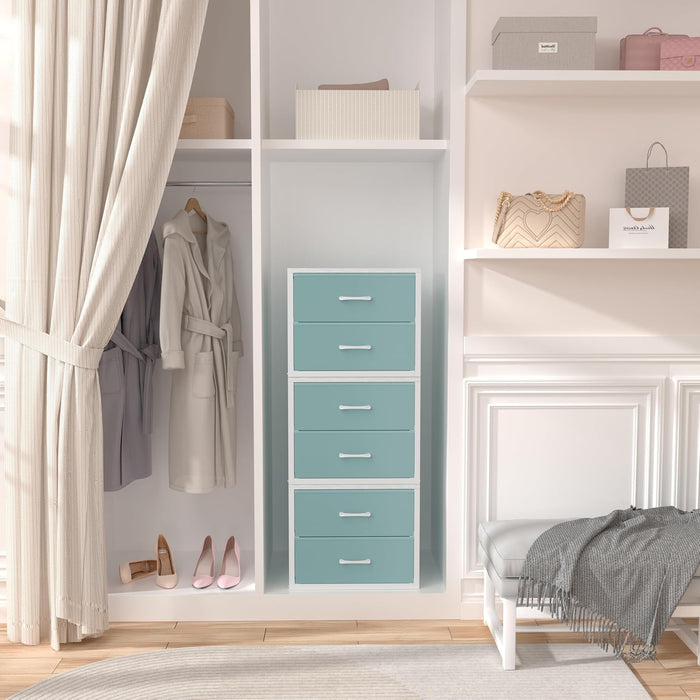 Stackable Storage Drawers Closet Organizers and Storage Fabric Blue 2 Drawer Dresser for Bedroom 2 Packs Modern