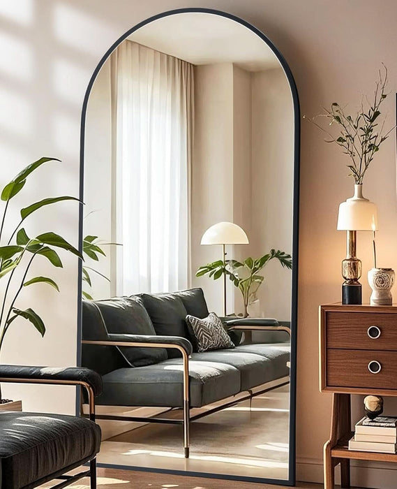 71"X32"Floor Mirror Full Length,Arched Full Length Mirror with Stand,Full Body Mirror,Hanging or Large Leaning for Bedroom Living Room Black
