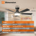 2 Pack Ceiling Fans with Lights, 48 Inch Black Ceiling Fan with Light and Remote Control, Reversible, 3CCT, Dimmable, Noiseless, Ceiling Fan for Bedroom, Farmhouse, Indoor/Outdoor Use