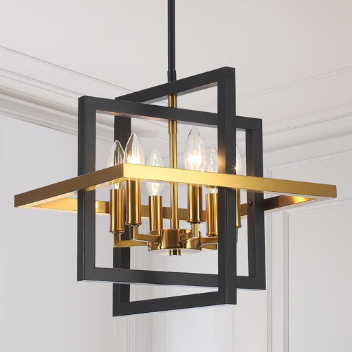 Black Gold Six Light Geometric Industrial Chandelier