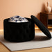 28 Inch round Velvet Storage Ottoman, Button Tufted Footrest Stool Coffee Table for Living Room, Black