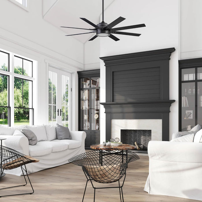 Ceiling Fans Xerxes Modern 62 Inch Ceiling Fan with Light, Remote Control Fan, LED Indoor Fan with 8 Blades, Matte Black and Ash Blade Finish Options, Matte Black (51473-01)