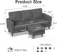 L-Shaped Sectional Sofa Graphite Grey Storage Ottoman