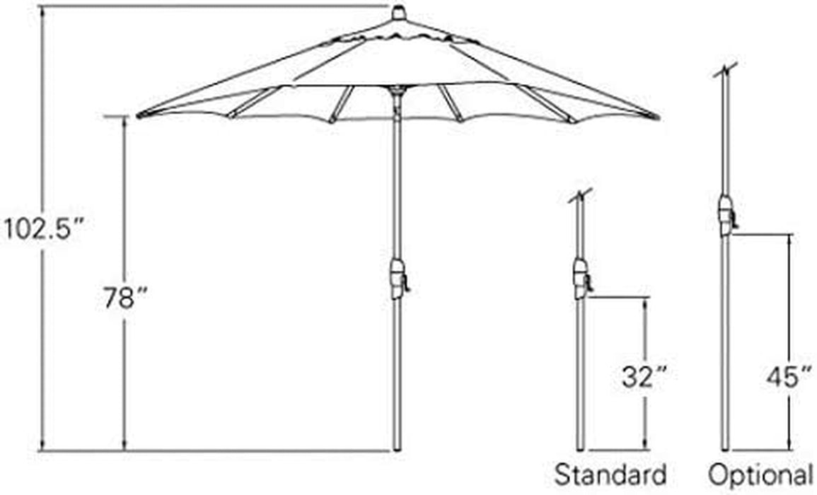 Octagonal 9 Ft Patio Umbrella - Outdoor Furniture Table Umbrella – Push-Button Tilt – Bronze Aluminum Frame (Obravia, Auburn)