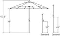 Octagonal 9 Ft Patio Umbrella - Outdoor Furniture Table Umbrella – Push-Button Tilt – Bronze Aluminum Frame (Obravia, Auburn)