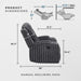 Manual Double Reclining Sofa, Corduroy Wall Hugger Manual 3 Seater Recliner Couch, Padded Armrests, Cup Holders for Living Room, Home Theater, Easy Assembly, Dark Gray