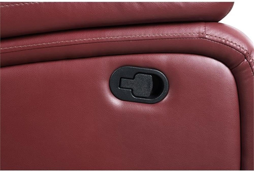 Red Faux Leather Reclining Loveseat