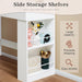 Makeup Vanity with Mirror and Lights, Vanity Desk with 3 Color Modes and Adjustable Light Brightness, Makeup Table with Storage Drawer, Open Shelves, and Side Storage (White, No Bench)