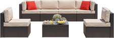 7 Pieces Patio Furniture Sets, Outdoor Sectional Patio Sofa Set