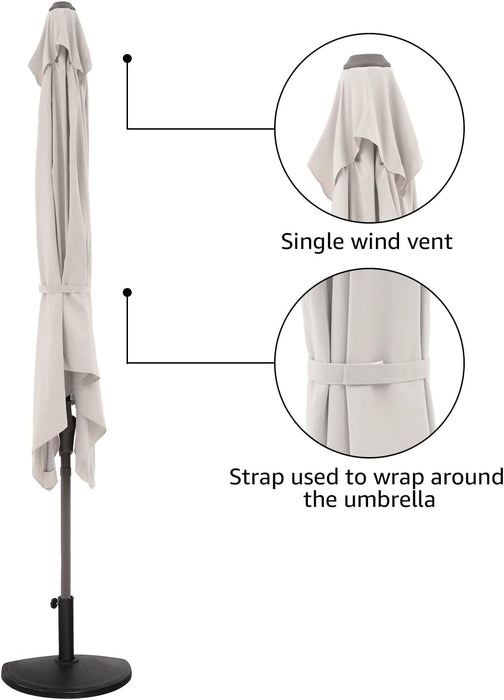 7.5’ by 4’ Half Rectangular Outdoor Patio Umbrella with Base Included, Perfect for Balcony, Garden, Deck