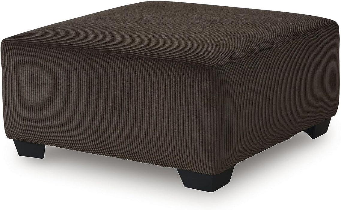 Firescrest Transitional Upholstered Oversized Accent Ottoman with Textured Stripe Pattern, Dark Brown