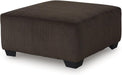 Firescrest Transitional Upholstered Oversized Accent Ottoman with Textured Stripe Pattern, Dark Brown