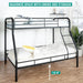Hollywood Bunk Beds Twin over Full Size, Heavy Duty Metal Bunk Bed with Safety Guardrails, Angled Ladder, Underbed Storage, 800Lbs Capacity - for Kids and Teens, Twin over Full Bunk Bed, Black