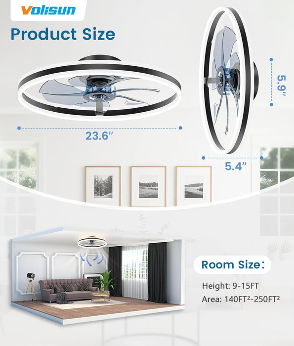Bladeless Low Profile Ceiling Fan Featuring Dimmable Lighting