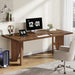 63-Inch Executive Desk, Mid-Century Modern Office Desk with Sturdy Legs, Large Wooden Computer Desk Business Workstation for Home Office, Brown