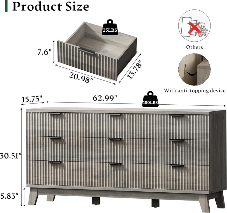 SixtyThreeInch Dresser CharcoalGreyFinish Signature
