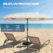 15FT Large Outdoor Patio Umbrella with Solar Lights and Base, Double-Sided Table Umbrellas with 48 LED Lights, Rectangle Market Umbrella for Pool, Deck, Backyard